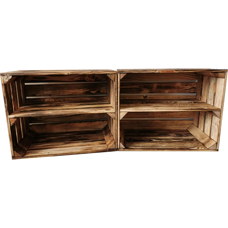 Teramico 6 x Geflammte Neue Obstkiste mit Zwischenboden Lang 50 x 40 x 30cm – Bild 5