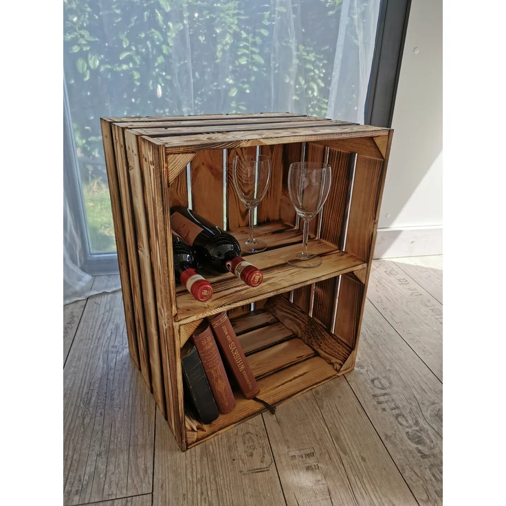 Teramico 2 x Geflammte Neue Obstkiste mit Zwischenboden Kurz 50 x 40 x 30cm – Bild 7
