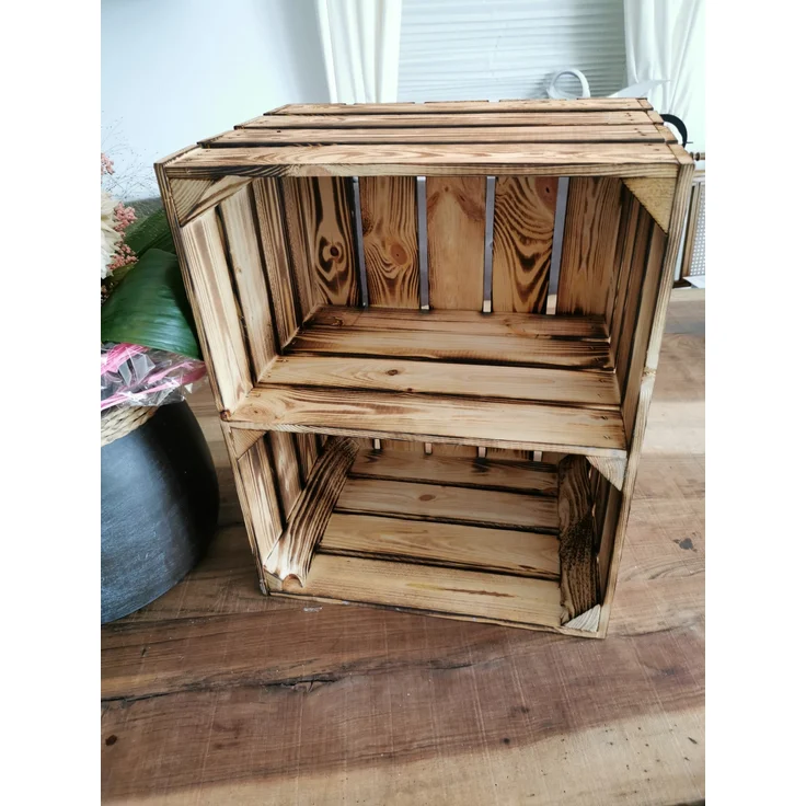 Teramico 2 x Geflammte Neue Obstkiste mit Zwischenboden Kurz 50 x 40 x 30cm – Bild 8
