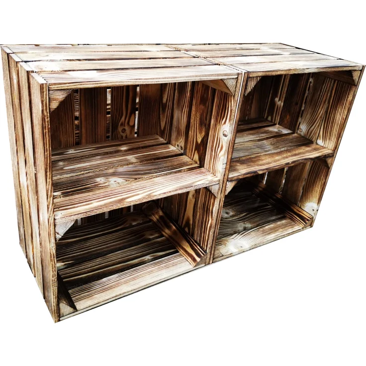 Teramico 2 x Geflammte Neue Obstkiste mit Zwischenboden Kurz 50 x 40 x 30cm – Bild 3