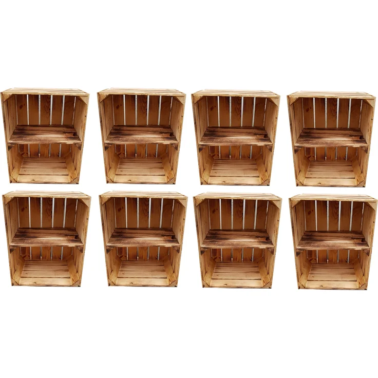 Teramico 8 x Geflammte Neue Obstkiste mit Zwischenboden Kurz 50 x 40 x 30cm – Bild 2