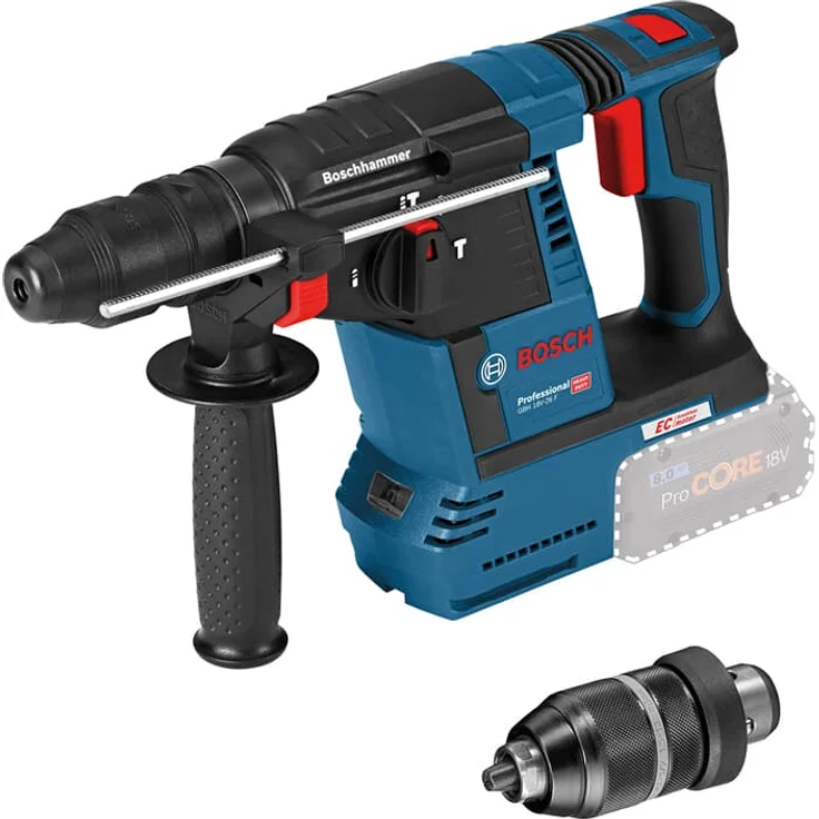 Bosch Professional 18V System Akku Bohrhammer GBH 18V-26 (SDS Plus, Schnellwechselbohrfutter, Schlagenergie: 2,6 Joule, Bohr-Ø max.: Beton-Stahl-Holz 26-13-30 mm, ohne Akkus und Ladegerät, im Karton) – Bild 1
