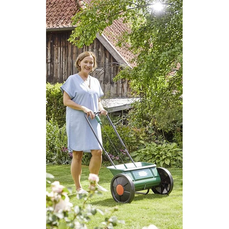 Substral EvenGreen Kastenstreuwagen, Hochwertiger Streuwagen mit leichtgängigen, großen Rädern zum ausbringen von Dünger, Samen und Kalk – Bild 3