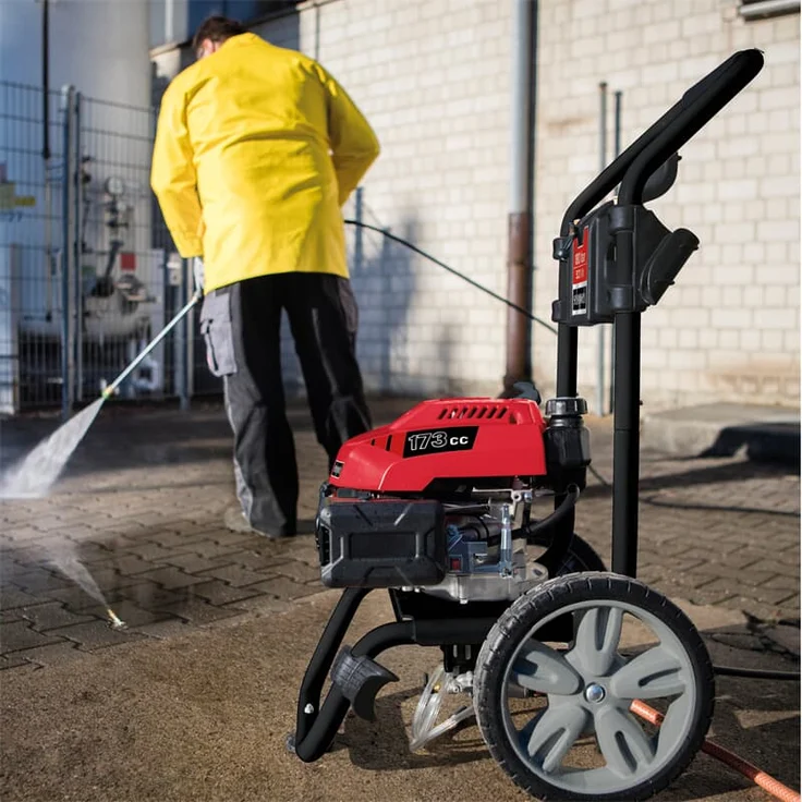 Scheppach Benzin Hochdruckreiniger HCP2600, Hochdruckpistole, 5 Düsenaufsätze, Reinigungslanze, 7,5m Schlauch und Zuführung für Reinigungsmittel, 200bar Druck, 522l/h - 4,35PS – Bild 4