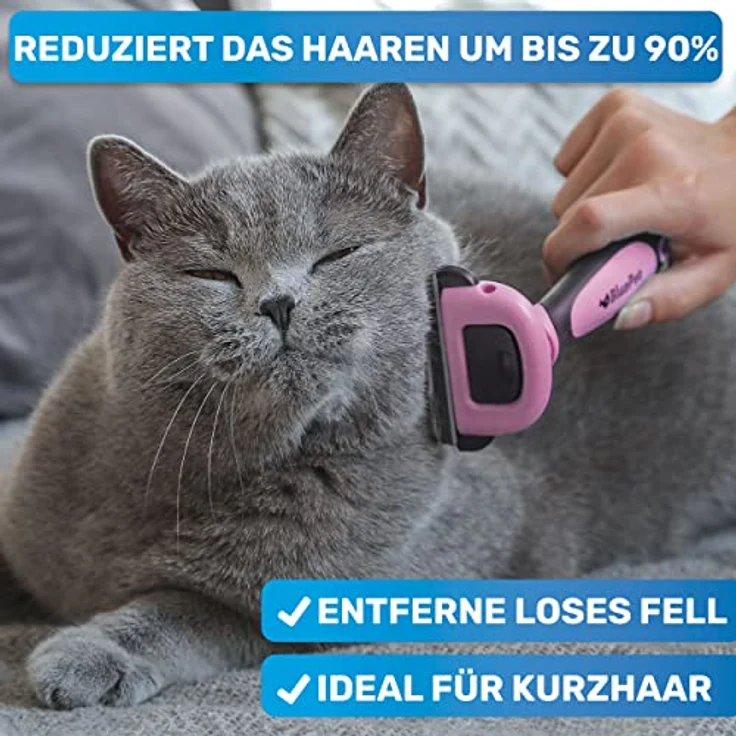 BluePet "UnterwollGlück" - Bis zu 90% weniger lose Haare - Kurzhaar Hunde & Katzen Bürste ideal zum Fellwechsel - Entfernung der Unterwolle & Pflege des Deckhaars – Bild 2