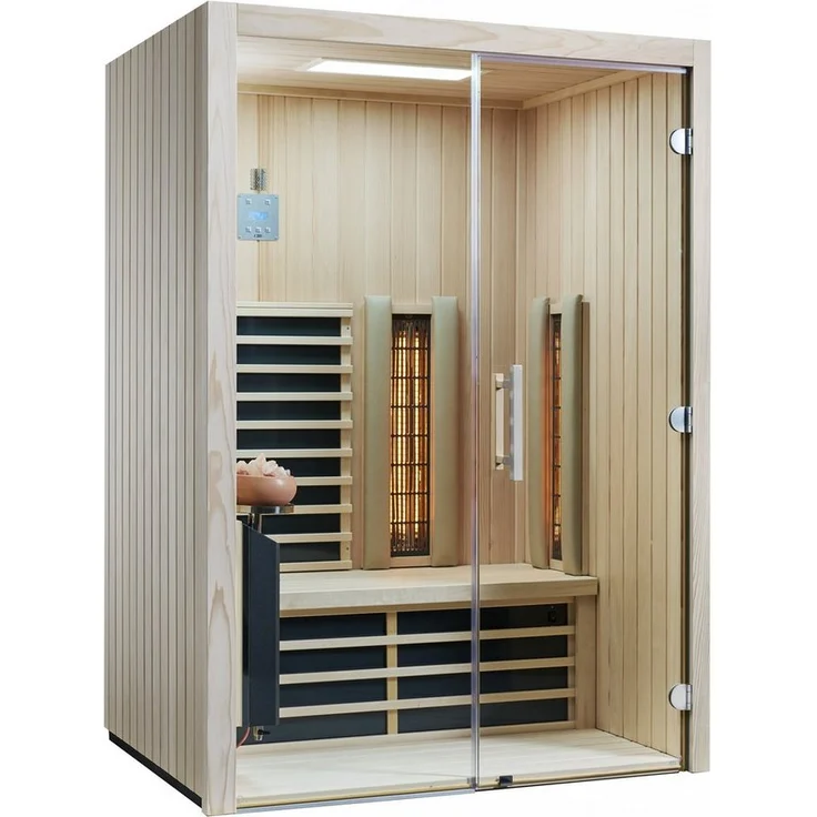 Infraworld TrioSol Infrarotkabine Glas 145 VG Tanne, 3-in-1 Wellness mit VITALlight, Sole-Therme und digitaler Steuerung