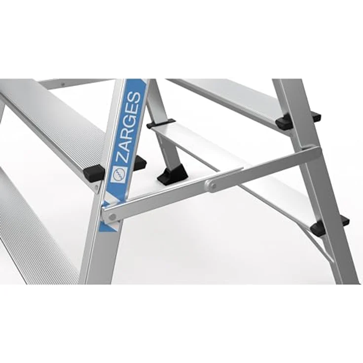 Zarges XLstep P Trittleiter Arbeitspodest, 2x2 Stufen, Aluminium, beidseitig begehbar, Tragkraft 150 kg, Plattformhöhe 0,49 m – Bild 3