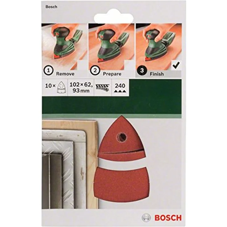 Bosch Schleifblatt (10 Stück, für Farbe, Lack, Hart--Weichholz, Spanplatten, Metall, Rost, Zubehör für Multischleifer) – Bild 3