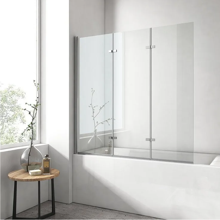 EMKE Badewannenaufsatz Duschwand für Badewanne 3-teilig faltbar 180°, 6mm Sicherheitsglas, NANO Reinigung, chrom - Preisvergleich
