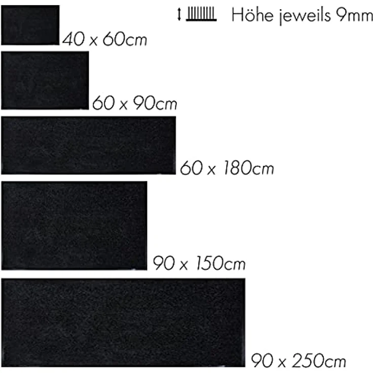 ASTRA hochwertige Schmutzfangmatte – waschbare Fußabstreifer – robust – langlebige Fußabtreter – für den Indoorbereich – schwarz – 60 x 90 cm – Bild 3