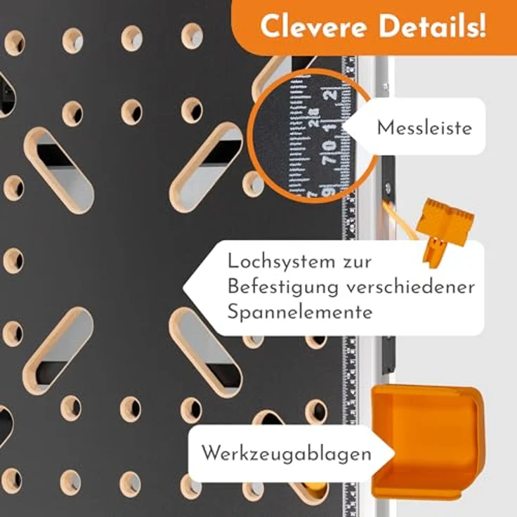 Lemodo Werkbank Mobile Werkbank, Werktisch mit über 450 kg Tragkraft, 5-fach Höhenverstellbar – Bild 2