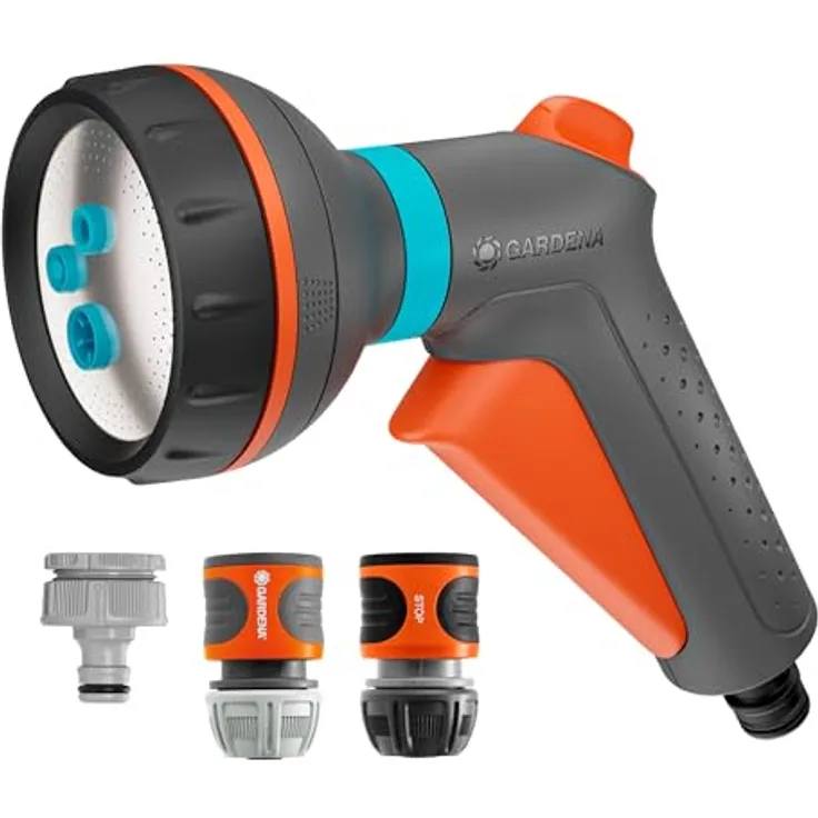 Gardena Multifunktionsbrause Starter-Set Classic, 4 Sprühbilder, UV- und frostbeständig, mit Wasserstop