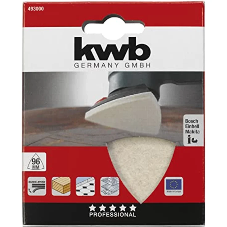 KWB QUICK-STICK Filzpolierscheibe, selbsthaftend, für Deltaschleifer - 493000 - Preisvergleich – Bild 2