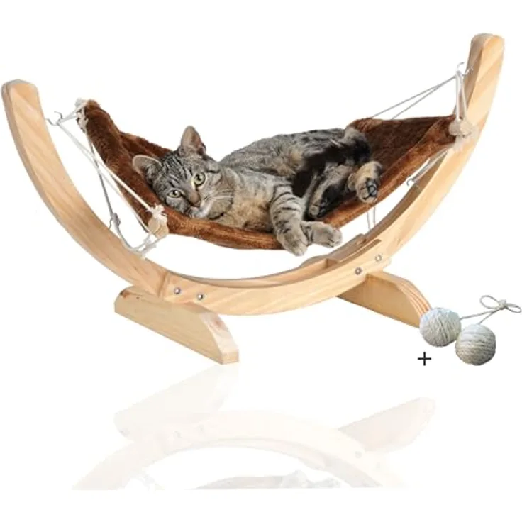 Rohrschneider® Katzenhängematte Cat Relax | Katzenschlafplatz | Katzenbett | Katzenkorb zum Schlafen | Hängematte Katze (Braun)