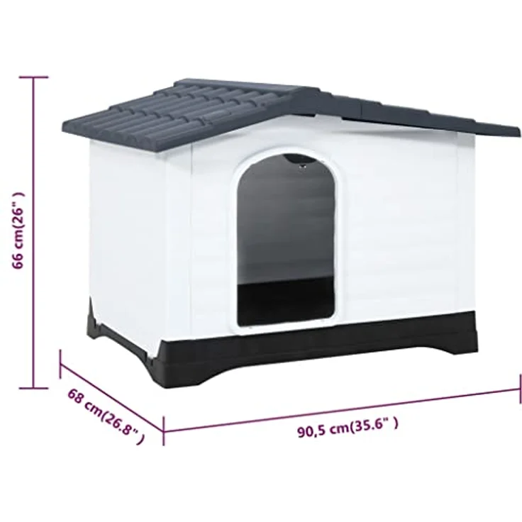 vidaXL Hundehütte Grau 90,5x68x66 cm Polypropylen – Bild 4