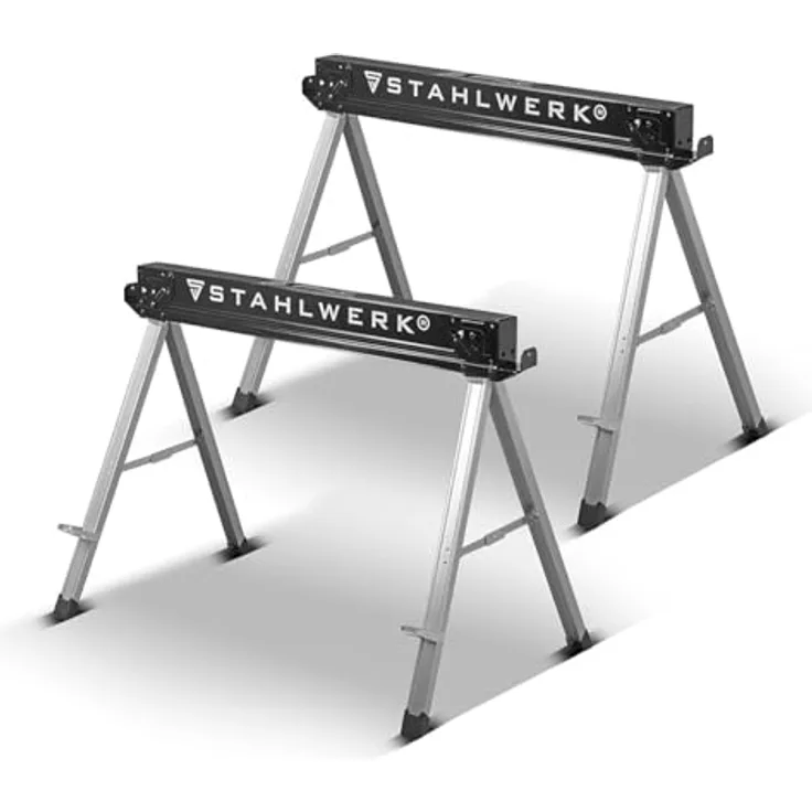 STAHLWERK Klappbock Sägebock SB-757 ST im 2er Set, 500 kg max. Belastbarkeit, Arbeitshöhe 76 cm, pulverbeschichtetes Metall