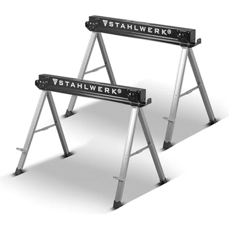 STAHLWERK Klappbock Sägebock SB-757 ST im 2er Set, 500 kg max. Belastbarkeit, Arbeitshöhe 76 cm, pulverbeschichtetes Metall – Bild 1