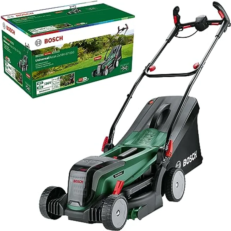 Bosch Akku-Rasenmäher UniversalRotak 2x18V-37-550 (bis zu 500 m2); 18 Volt System; Schnittbreite: 37 cm; ohne Akku und Ladegerät