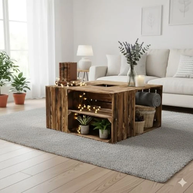 Teramico Geflammte Neue Obstkiste mit Zwischenboden Lang 50 x 40 x 30cm – Bild 3