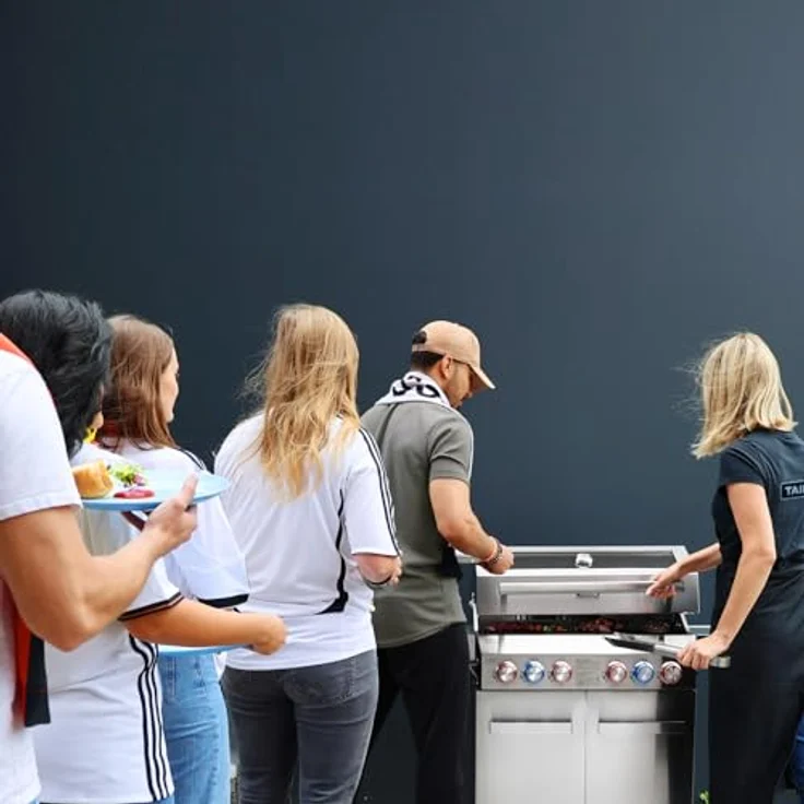 TAINO Gasgrill PLATINUM YAMARA 4+2, Gusseisenrost, Backburner, Sear-Brenner - Silber – Bild 2