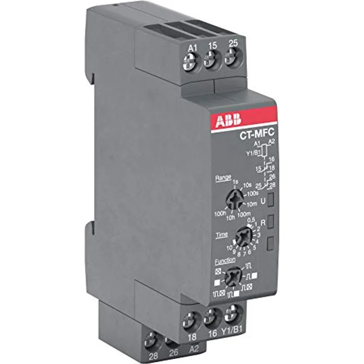 ABB CT-C Zeitrelais, Multifunktion, DIN-Schienen, Snap-On, 0.05 s - 100h, 12-240V ac, 2 Kontakte, 1-poliger Wechsler