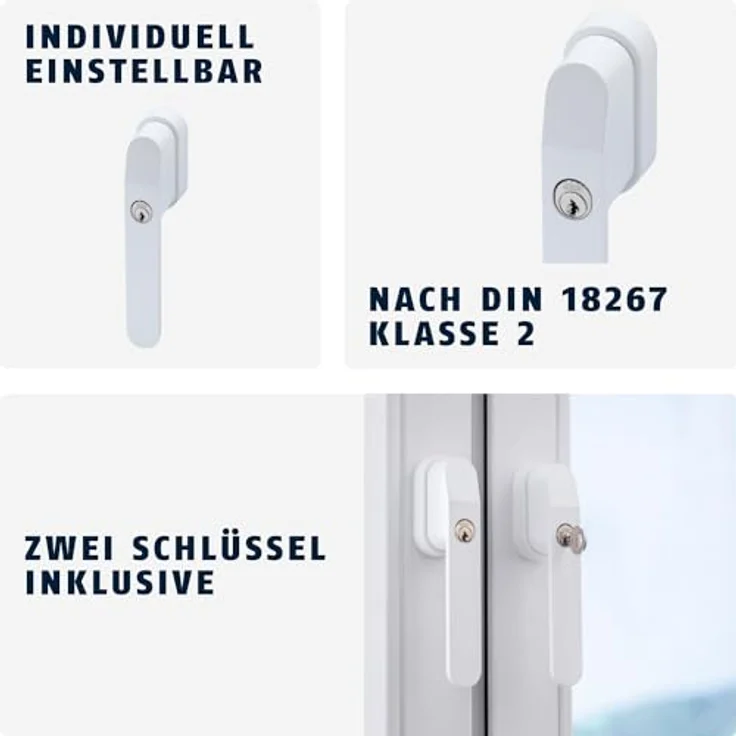ABUS FG400, Abschließbarer Fenstergriff mit Druckzylinder und Schlüssel, Kindersicherung, Einbruchschutz, weiß, Sicherheitslevel 5, gleichschließend AL0125 – Bild 3