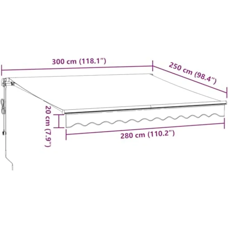 vidaXL Markise Automatisch Braun 300x250 cm mit UV-beständigem Stoff – Bild 3