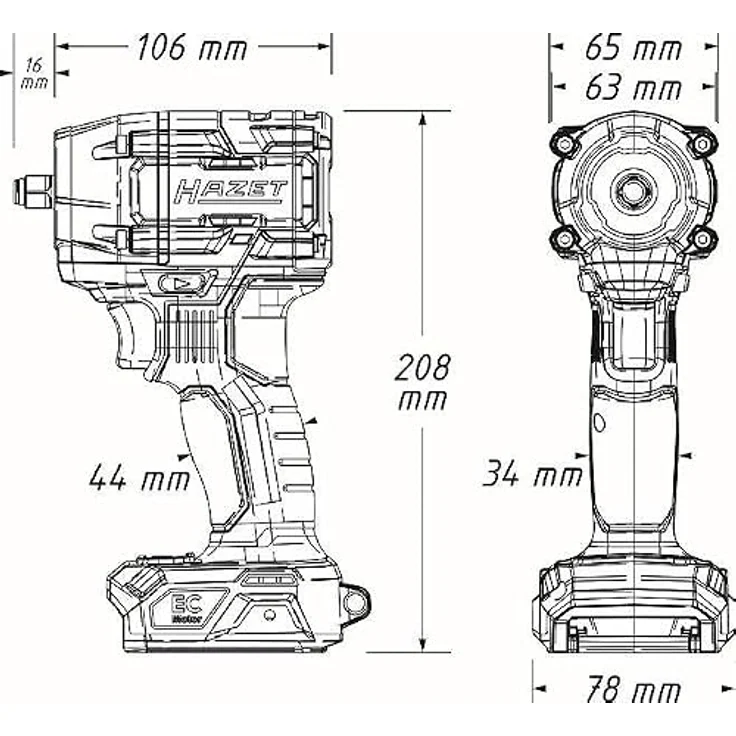 Hazet Akku-Schlagschrauber 9512-600/4, 18V 5Ah, 12,5mm (1/2 Zoll), 406 Nm, kompaktes Design mit Auto Stopp Funktion und LED-Akku Kapazitätsanzeige – Bild 8