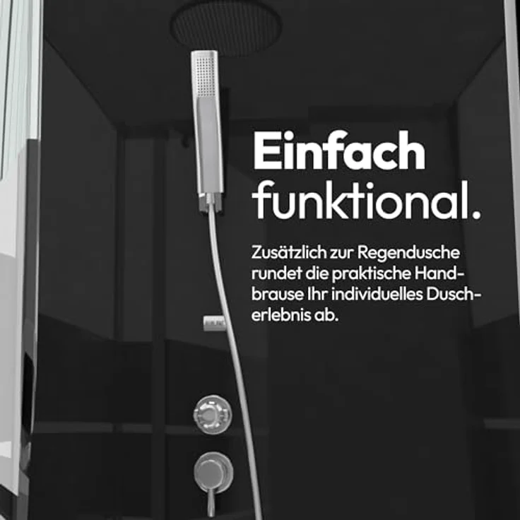 Marwell Komplettdusche Dusy, BxT: 70x70 cm, Einscheibensicherheitsglas, inkl. Armaturen, elegantes Design in edlem Silber – Bild 6