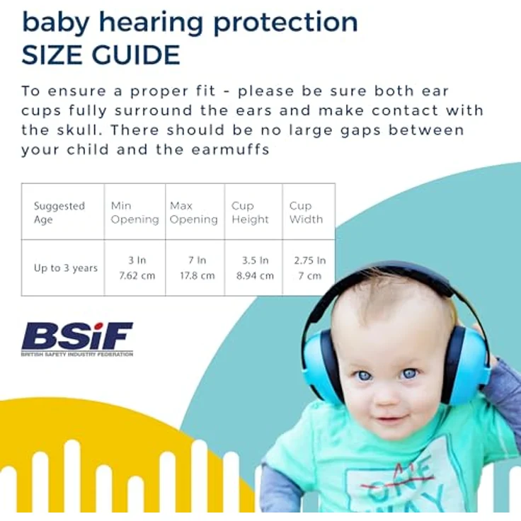 BabyBanz GBB008 Baby-Gehörschutz, 0-3 Jahre, mit extra weichem Kopfbügel, Himmel Blau – Bild 9