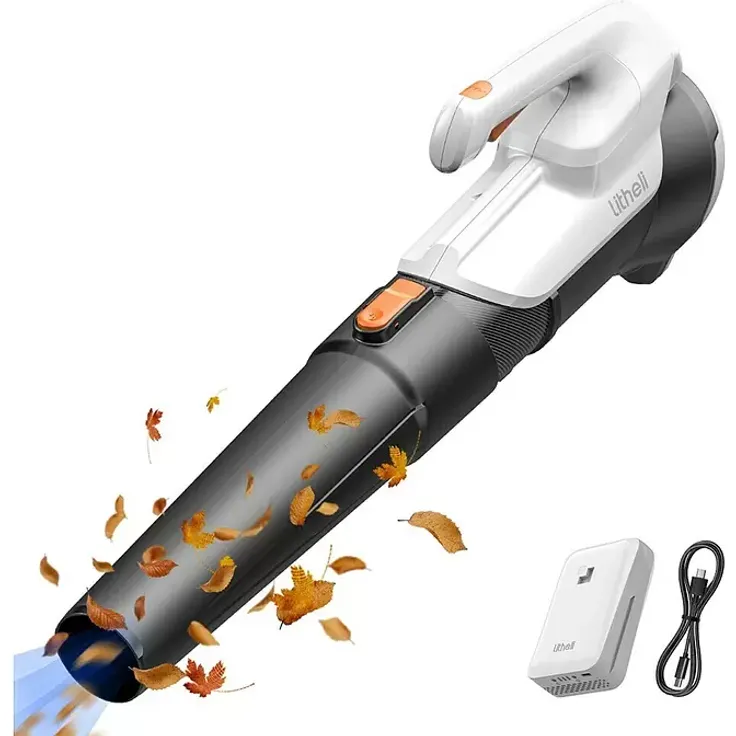 Litheli U20 Handy+ Akku-Laubbläser, 20 V mit 2 Ah Akku, Blasgeschwindigkeit 38 m/s, Blasleistung 604 m³/min, ergonomisch und USB-C Powerbank-Funktion