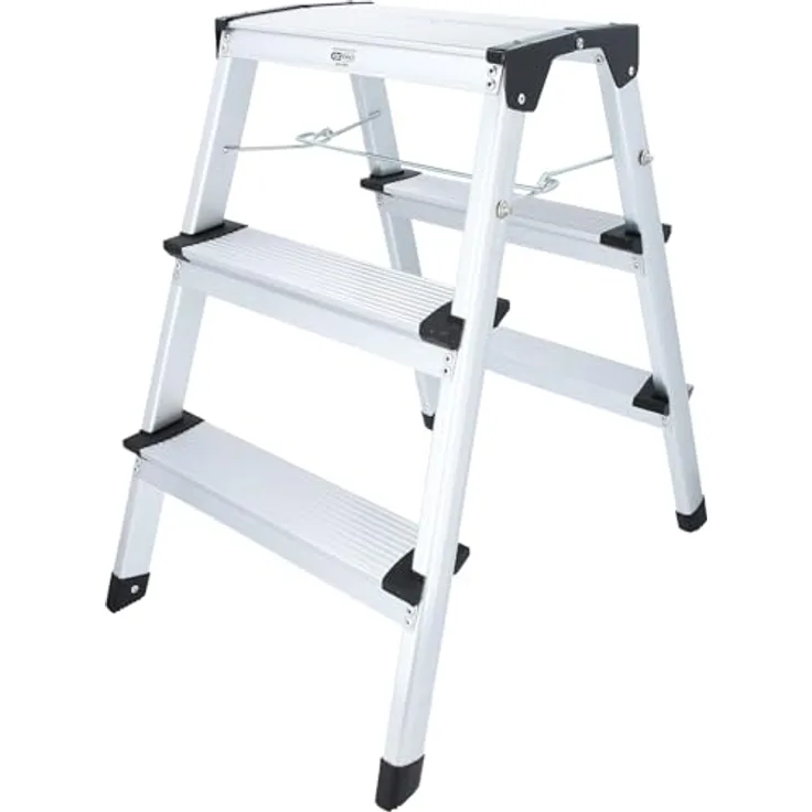KS Tools Aluminium-Stufen-Stehleiter 800.0965, 62 cm, mit rutschfesten Stufen und gummierten Füßen für sicheren Stand
