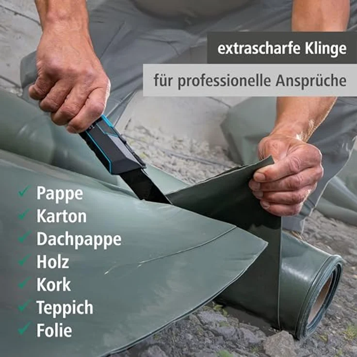 Wolfcraft 4291000 PRO SAFETY Abbrechklingenmesser 25mm, ergonomisches Teppichmesser mit PRO SHARP-Klinge für Links- und Rechtshänder – Bild 6