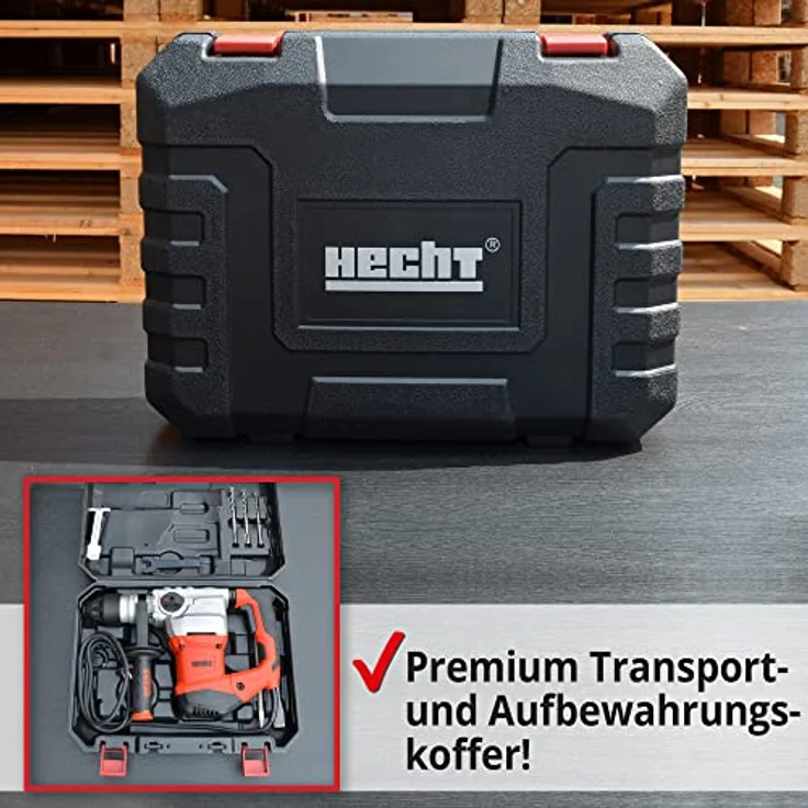 Hecht Bohrhammer 1036, 1500W SDS-Plus, 4250 U/min, mit Koffer und Zubehör für Beton und Stein – Bild 9