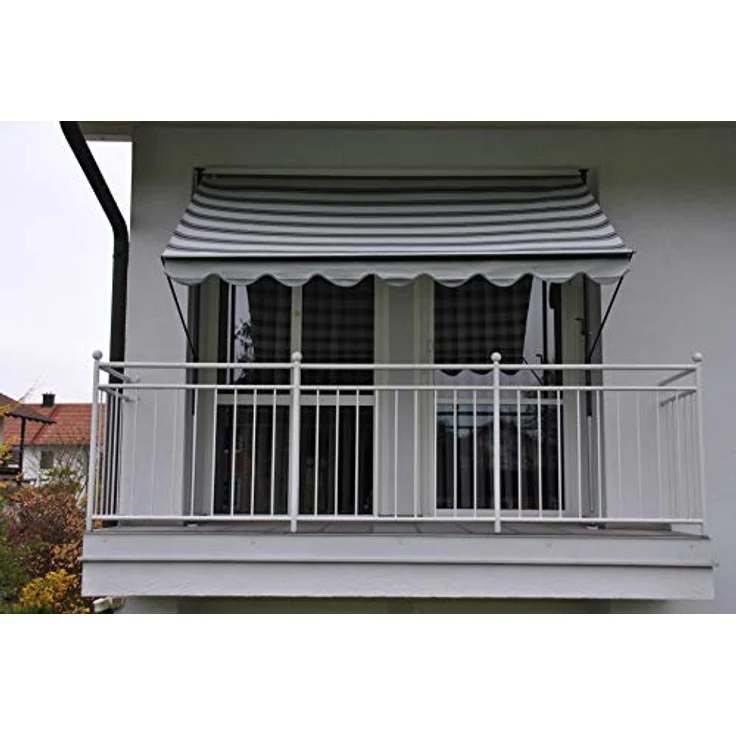 Angerer Klemmmarkise Exklusiv - Markise für Sonnenschutz - Montage ohne Bohren und Dübeln - ideale Balkonmarkise für Mietwohnungen (150 cm, Hellgrau)