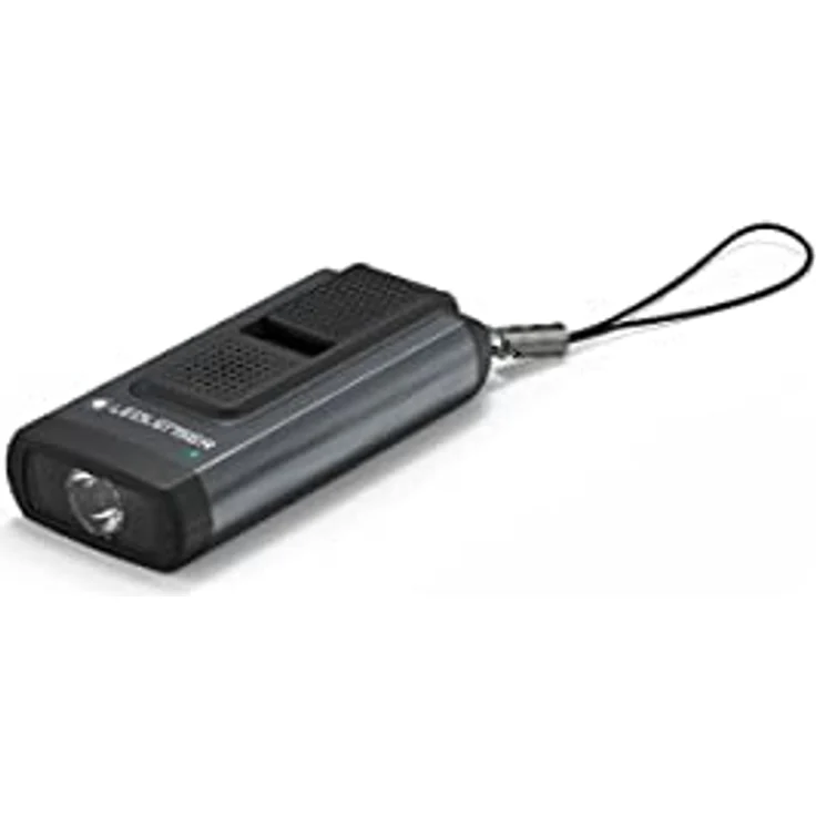 Ledlenser K6R Safety, kompakte Schlüsselbundleuchte, 400 Lumen, wiederaufladbar, mit USB-A-Schnittstelle, mit Schrillalarm-Funktion (Grau) – Bild 1