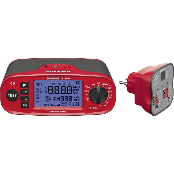 Benning Multimeter Installationstester IT 105 + Steckdosentester SDT, Elektrische Anlagenprüfung + Schutzkontaktsteckdosenprüfgerät