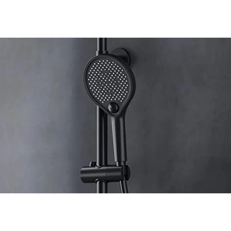 Bernstein Duschsystem BS371, Schwarz matt - inkl. Duschkopf und Handbrause - mit Thermostat und Ablagefläche – Bild 3