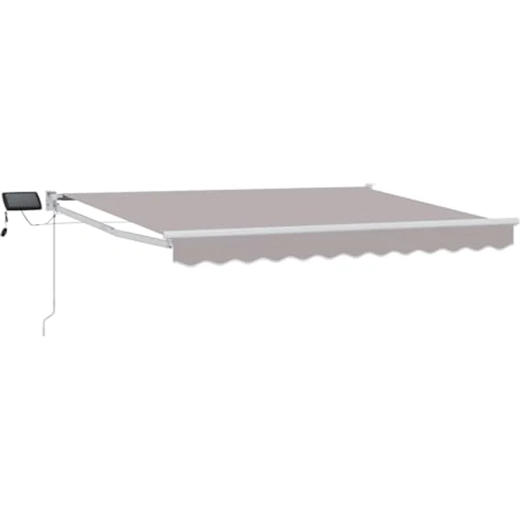 vidaXL Manuelle Gelenkarmmarkise mit solarbetriebenen LEDs, hellgrau und weiß, 3,5 x 2 m – Bild 1