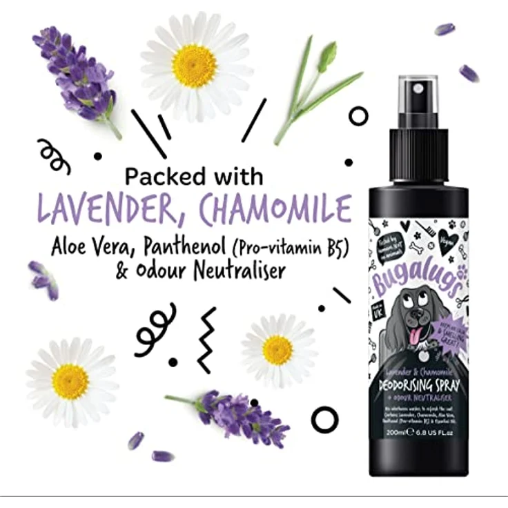 Bugalugs Hundeparfüm-Deo, 200ml, langanhaltender Duft mit Aloe Vera, verschiedene Düfte: Oatmeal, Kokos & Limette, Lavendel & Kamille, Passionsfrucht & Ananas, Vegan, Lake District Wasser – Bild 2