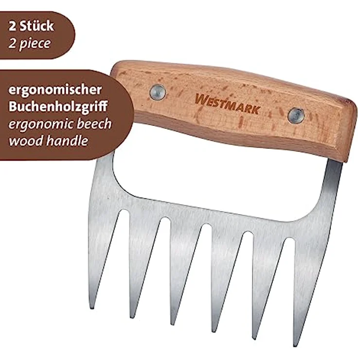 Westmark Fleischkrallen – Krallen zum Reißen und Zerkleinern von Fleisch, ideal für Pulled Pork, praktisches Küchen-, Grill- und BBQ-Zubehör – Edelstahl, 2 Stück – Bild 5