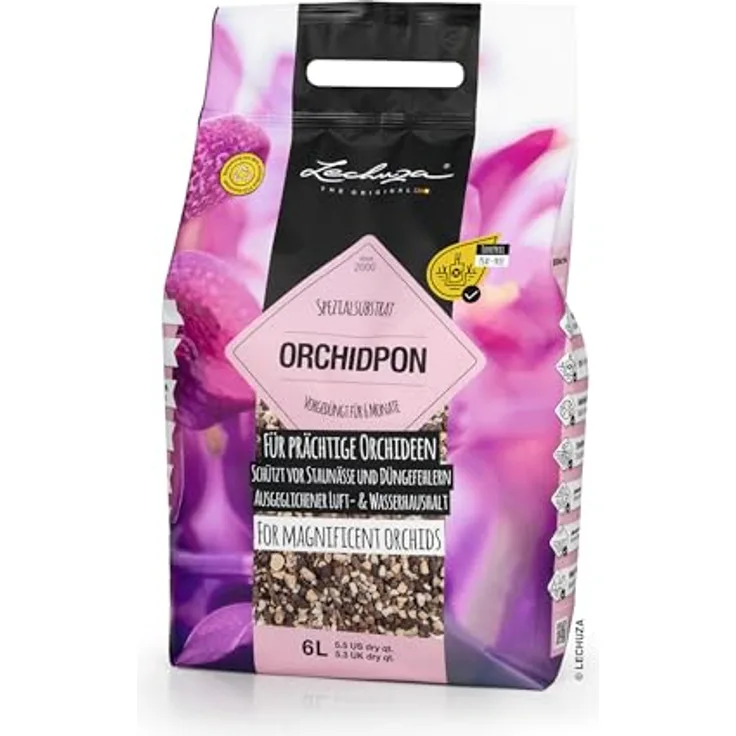 Lechuza® Orchidpon Substrat 6 L, torffreies Pflanzgranulat für Orchideen, vorgefüllt mit Nährstoffen
