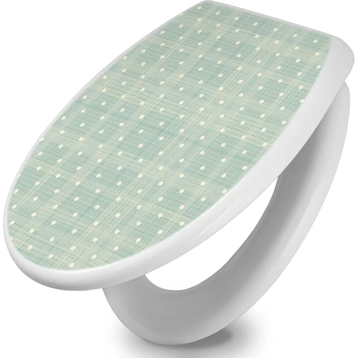 Banjado Toilettendeckel mit Absenkautomatik, WC-Sitz Soft Close aus Duroplast, Motiv Punkte Lindgrün, leichte Montage, 44,5x37x5cm