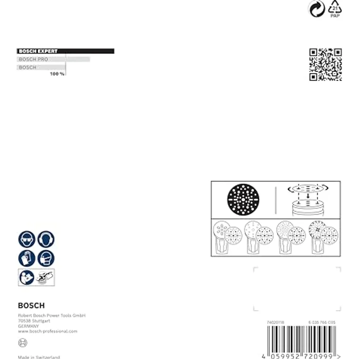 Bosch EXPERT O780 Folienschleifscheibe 150 mm, Körnung 320, für Hartholz und Metall, mit Klettverschluss – Bild 4