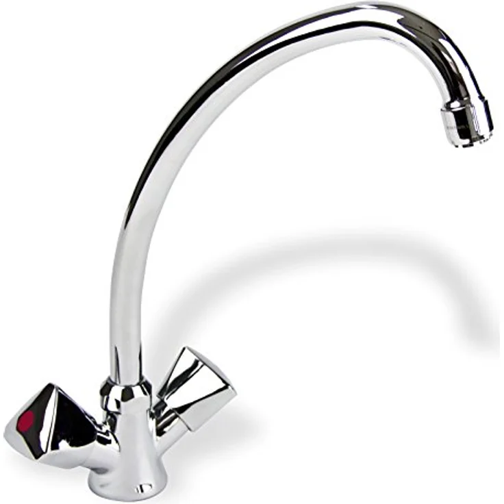 SANITOP WINGENROTH Zweigriff Niederdruck Küchenarmatur Wasserhahn, Chrom, DVGW-geprüft, mit schneller Montage und Keramikdichtungen – Bild 1