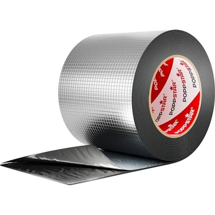 Poppstar Alu Butyl Klebeband (5 m x 100 mm x 1,5 mm) Aluminium Dichtband selbstklebend