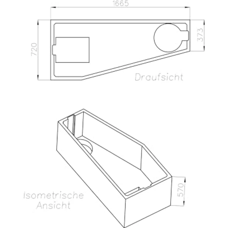 Schulte Raumsparbadewanne Riva, links, Weiß Sanitäracryl, 170x75 cm, inkl. Hartschaum-Wannenträger + Ab- und Überlauf – Bild 3