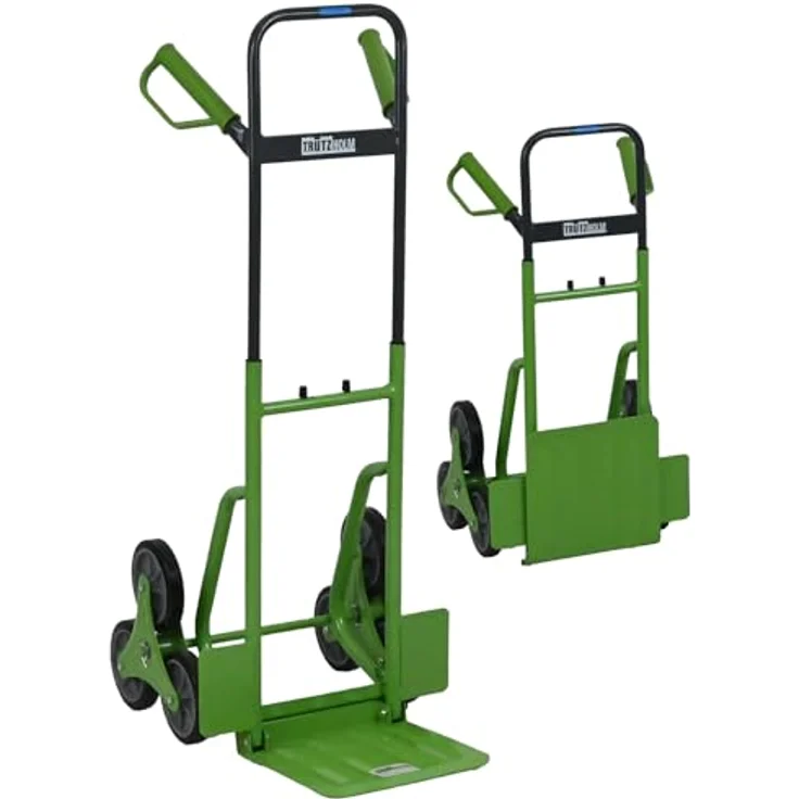 TRUTZHOLM Klappbare Treppensackkarre, höhenverstellbar, große Ladefläche, Stahl, 120 kg Traglast, 113 cm Höhe, pannensichere Vollgummiräder – Bild 1