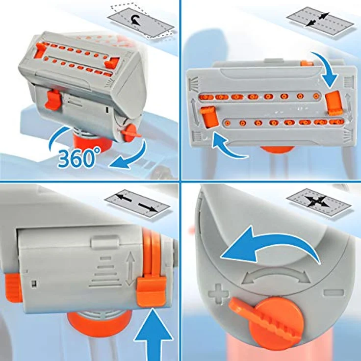 GRÜNTEK Mini - Rasensprenger mit 16 Düsen bis 378 m2 / 4069 ft2 Bewässerungsfläche mit Turbo-Motor, Viereckregner Sprinkler Rasen Sprenger, universeller EU Schnellanschluss – Bild 2