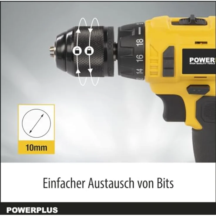 Powerplus Bohrschrauber 16V Li-Ion 2 Akku, mit LED-Arbeitsleuchte und Schnellstopp – Bild 3